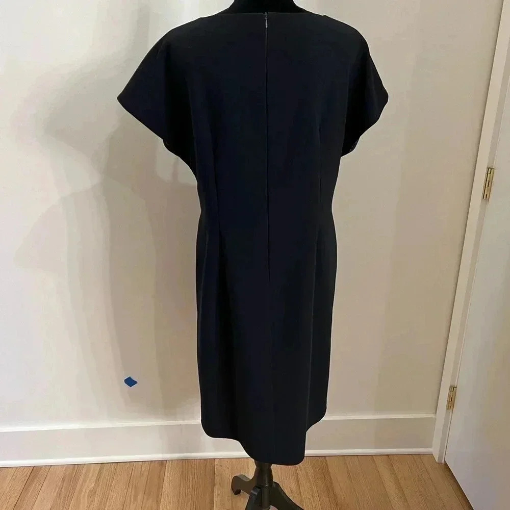 Boutique Women’s Navy Blue Fitted Short Sleeve Sheath‎ Dress Floral Belt XL - Picture 4 of 5
